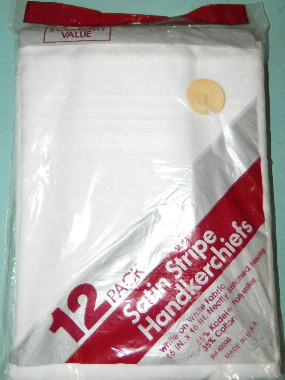 Vintage KMart Mens Hankerchiefs Satin Stripe Handkerchiefs 12 Packs NOS (B-11)